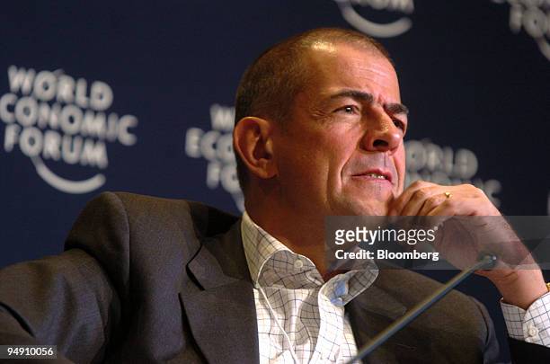 Ulrich Schumacher, president & CEO, Infineon Technologies, is seen during a panel discussion at the World Economic Forum in Davos, Switzerland,...