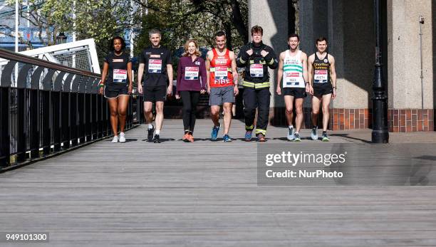 Selam Amare, Magnus Menzefricke, Kathrine Switzer, London Firefighters, Tillotson and Dowden, David Wyeth, Matthew Rees prepare for the 2018 Virgin...