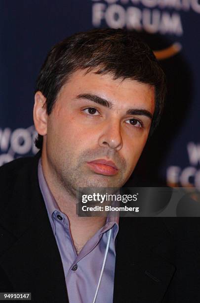 Larry Page, co-Founder and President, Google; is seen during a panel discussion at the World Economic Forum in Davos, Switzerland, January 24, 2004.