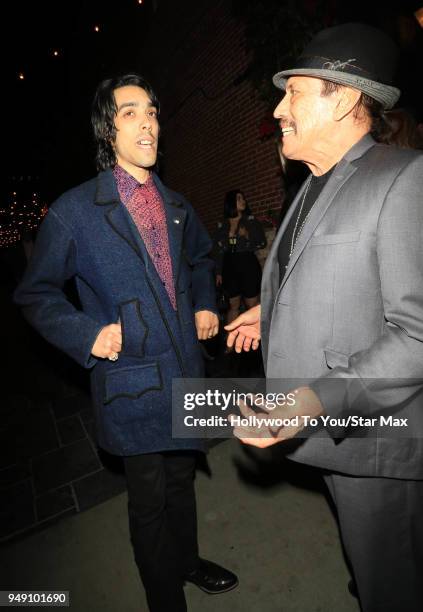 Danny Trejo and Gilbert Trejo are seen on April 19, 2018 in Los Angeles, California.