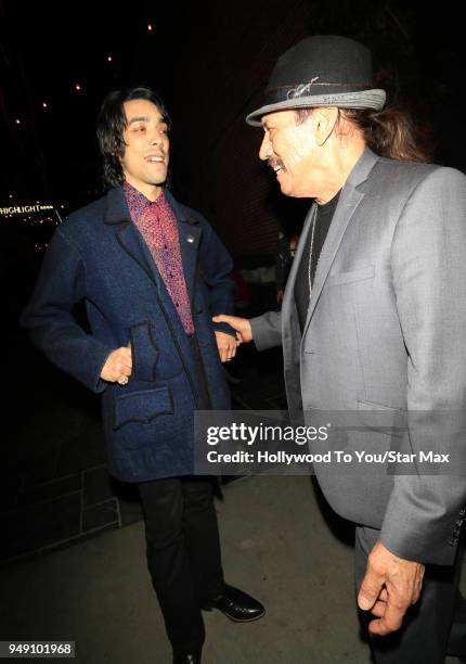 Danny Trejo and Gilbert Trejo are seen on April 19, 2018 in Los Angeles, California.