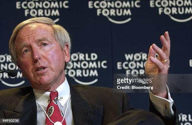 Battenberg, chairman & CEO, Delphi Corp. Is seen during a panel discussion at the World Economic Forum in Davos, Switzerland, January 23, 2004.