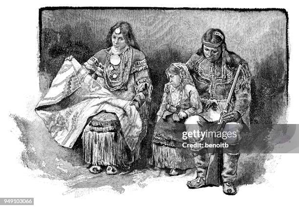 apache family - apache culture stock illustrations