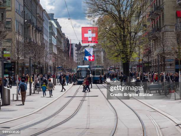 zürich bahnhofstrasse in switzerland - brigitte blättler stock pictures, royalty-free photos & images