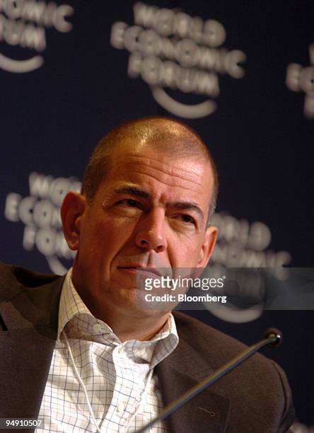 Ulrich Schumacher, president & CEO, Infineon Technologies, is seen during a panel discussion at the World Economic Forum in Davos, Switzerland,...