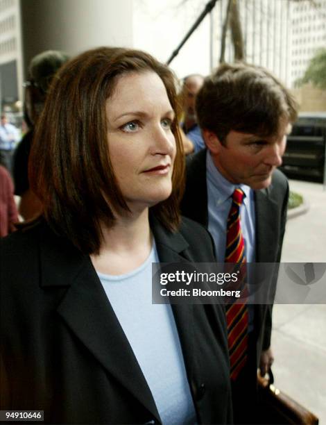 Former Enron Assistant Treasurer Lea Fastow, wife of fellow Enron defendant Andrew Fastow, arrives at the Houston Federal Courthouse with attorney...