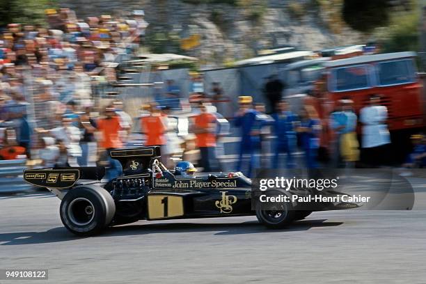 Ronnie Peterson, Lotus-Ford 72E, Grand Prix of Monaco, Circuit de Monaco, 26 May 1974. Ronnie Peterson on the way to victory in the 1974 Monaco Grand...