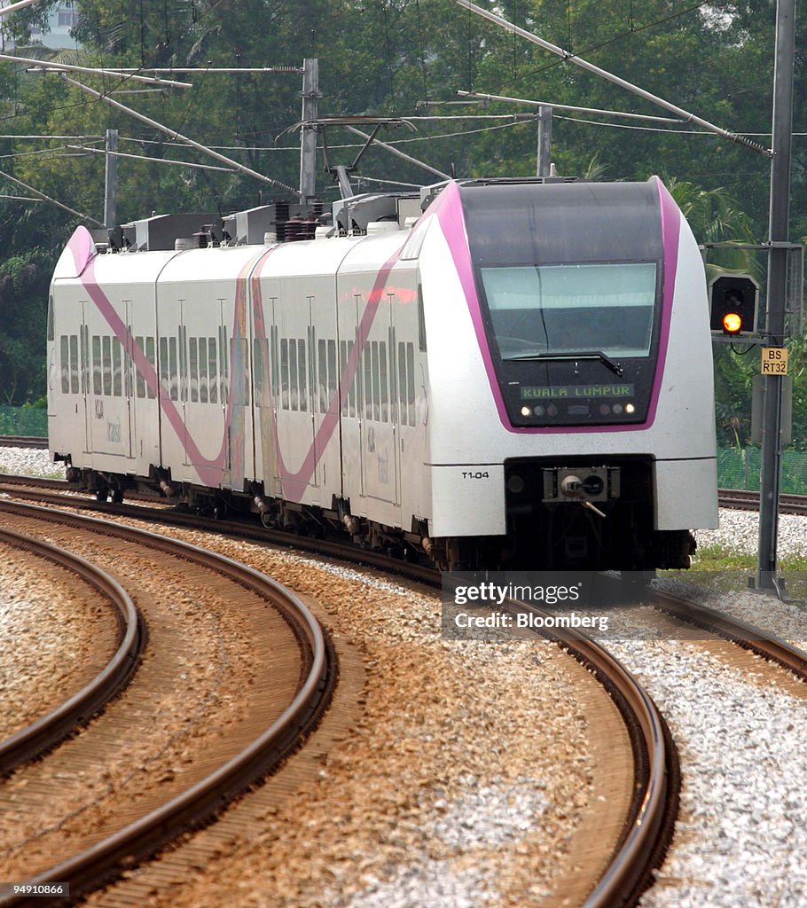 A KLIA transit train operated by Express Rail Link Sdn. come
