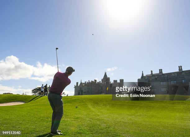 Limerick , Ireland - 20 April 2018; Padraig Harrington of Ireland plays a chip shot to the fourteenth green during the JP McManus Pro-Am Launch at...