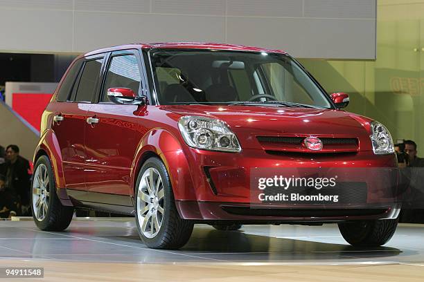 The Mazda Motor Corp MX-Micro Sport concept car is seen on display during the North American International Auto Show in Detroit, Michigan on Monday,...