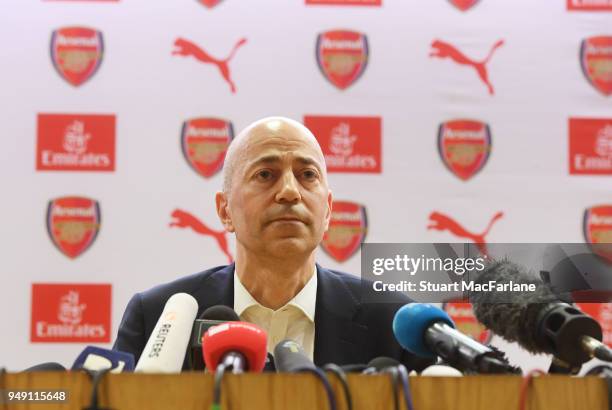 Arsenal CEO Ivan Gazidis holds a press conference at Emirates Stadium on April 20, 2018 in London, England.
