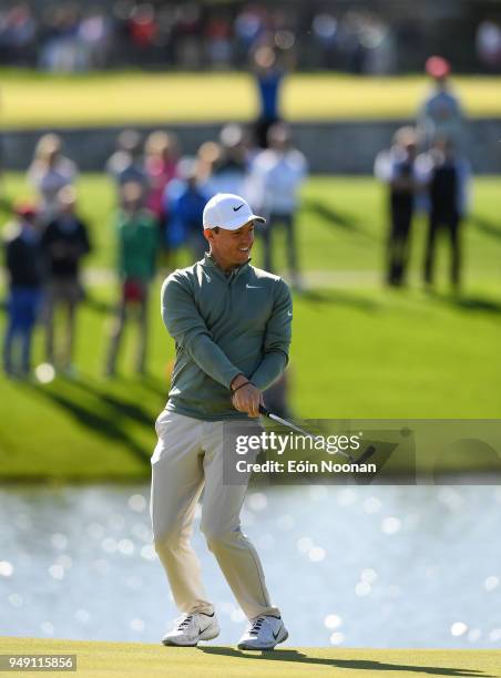 Limerick , Ireland - 20 April 2018; Rory McIlroy of Northern Ireland reacts after a missed putt on the fifteenth green during the JP McManus Pro-Am...