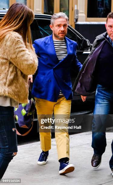 Actor Martin Freeman is seen walking in Soho on April 20, 2018 in New York City.