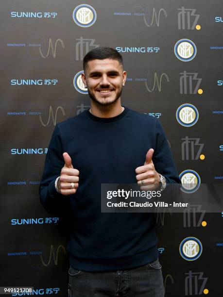 Mauro Icardi of FC Internazionale attends the FC Internazionale 'Innovative Passion' Concept At Milan Design Week on April 20, 2018 in Milan, Italy.