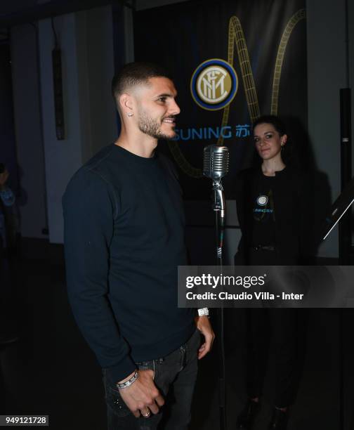 Mauro Icardi of FC Internazionale attends the FC Internazionale 'Innovative Passion' Concept At Milan Design Week on April 20, 2018 in Milan, Italy.