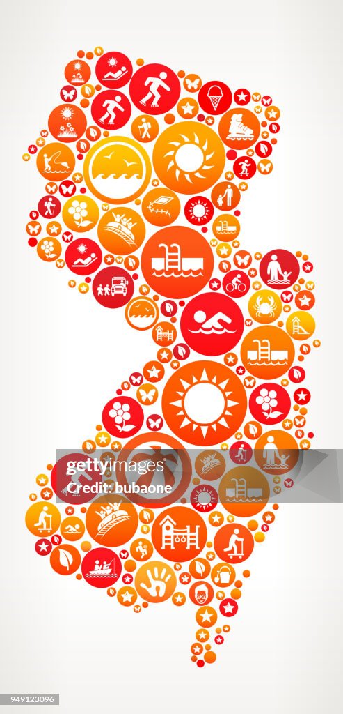 New Jersey Summer Camp Fun Icon Pattern