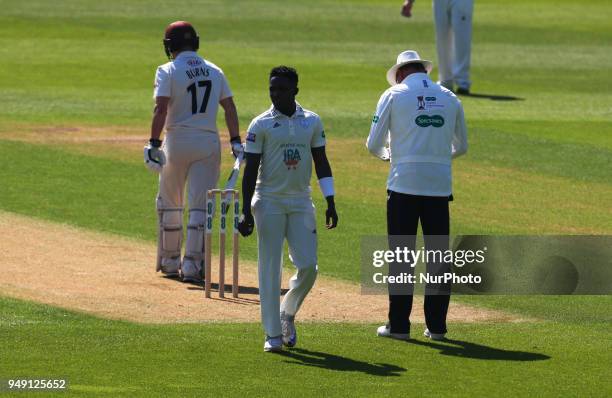 Fidel Edwards of Hampshire ccc during Specsavers County Championship - Division One, day one match between Surrey CCC and Hampshire CCC at Kia Oval,...