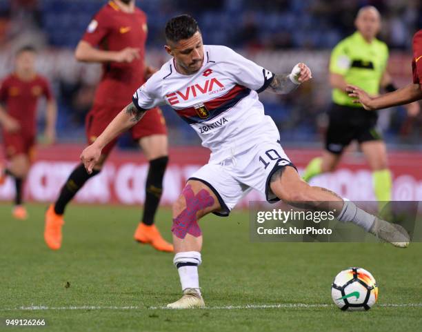 Gianluca Lapadula during the Italian Serie A football match between A.S. Roma and AC Genoa at the Olympic Stadium in Rome, on april 18, 2018.