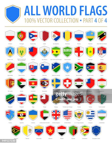 world shield flags - vector flat icons - part 4 of 4 - serbian flag stock illustrations