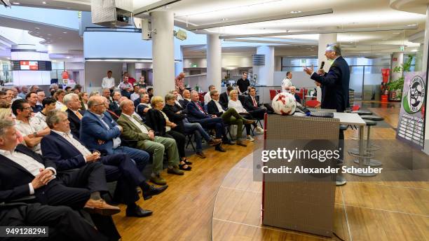 President Reinhard Grindel attends the 125th anniversary of 1. Hanauer FC on April 20, 2018 in Hanau, Germany.