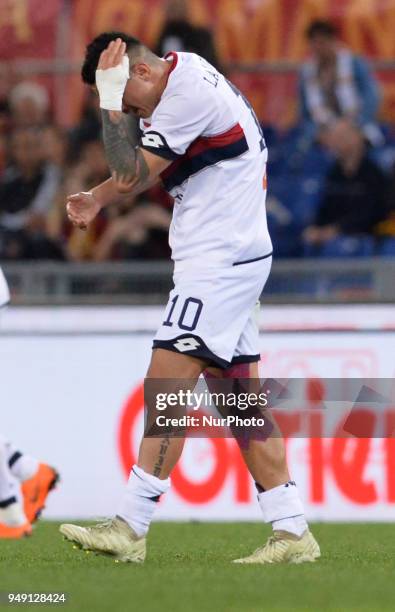 Gianluca Lapadula during the Italian Serie A football match between A.S. Roma and AC Genoa at the Olympic Stadium in Rome, on april 18, 2018.