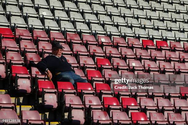 Spectators look on at Twickenham Stoop on April 20, 2018 in London, England.