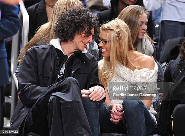 Howard Stern and Beth Ostrosky attend the Los Angeles Clippers vs New York Knicks game at Madison Square Garden on December 18, 2009 in New York City.