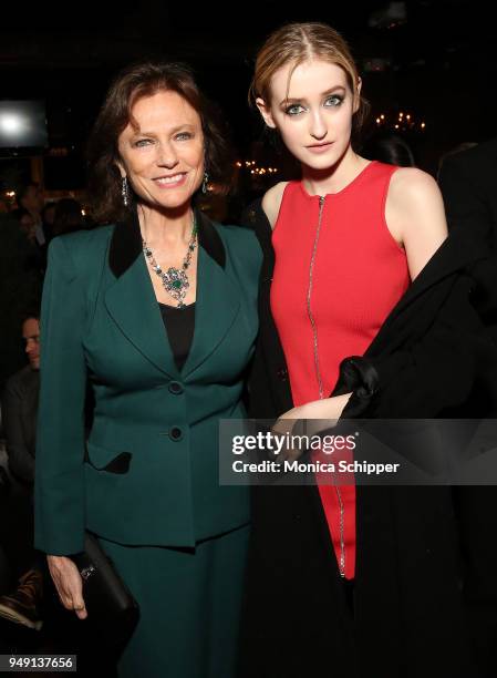 Jacqueline Bisset and Gus Birney attend the Ambi Gala Tribeca party for "Blue Night" at The Ainsworth on April 19, 2018 in New York City.