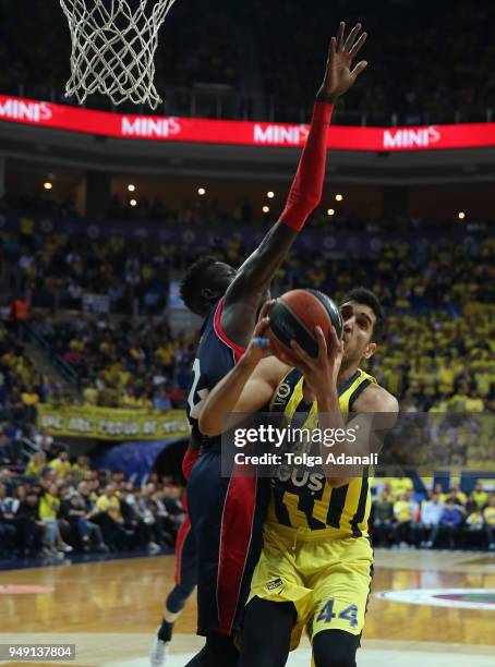 Jason Thompson, #1 of Fenerbahce Dogus in action during the Turkish Airlines Euroleague Play Offs Game 2 between Fenerbahce Dogus Istanbul v Kirolbet...