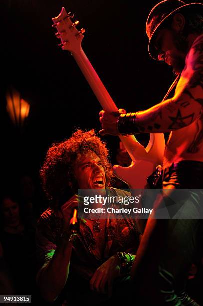 Musicians Dave Navarro and Paulie Z perform at Camp Freddy and Friends presented by Onitsuka Tiger at The Roxy Theatre on December 19, 2009 in...