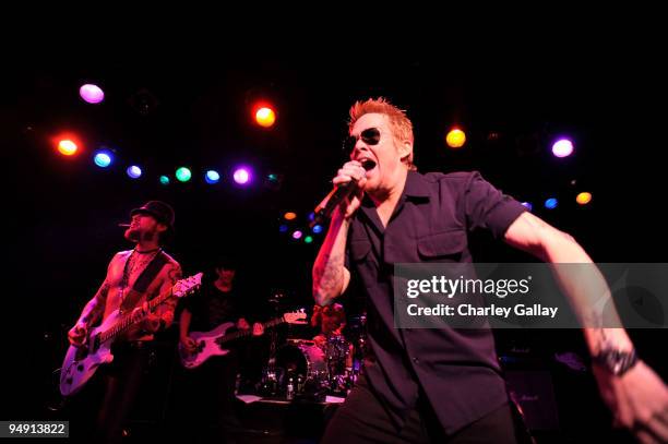 Musicians Dave Navarro and Mark McGrath perform at Camp Freddy and Friends presented by Onitsuka Tiger at The Roxy Theatre on December 19, 2009 in...