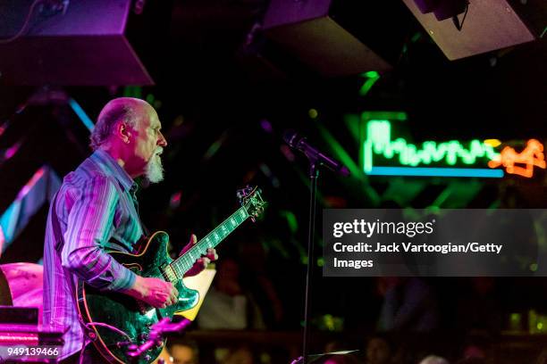 American jazz composer and guitarist John Scofield performs with his Combo 66 band at the Blue Note Jazz Club, New York, New York, April 4, 2018.