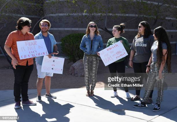Palo Verde High School students Jake Grosvenor, Eli Duncan, Ainslee Archibald, Mallory McKissick, Raven Green and Sonia Agrebi stand outside the...