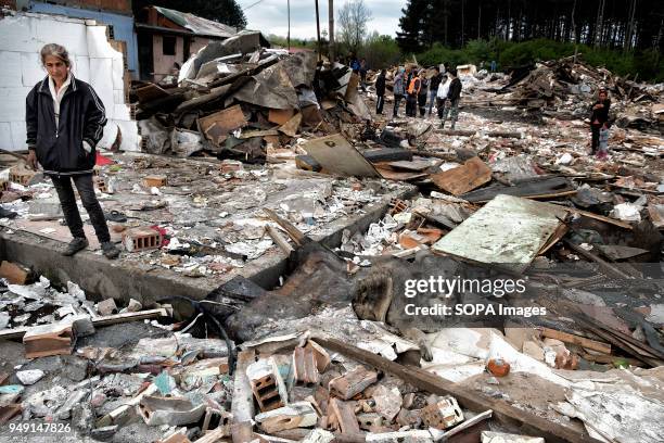 The remains of homes razed in a Roma quarter of Sofia. At least 20 homes, deemed illegal were destroyed by the local municipality, leaving many of...