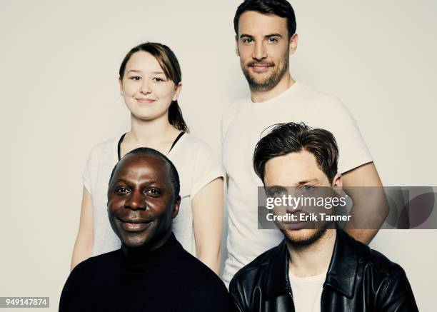 Cyril Nri, Liv Hill, Tomos Eames and James Gardner of the film Jellyfish pose for a portrait during the 2018 Tribeca Film Festival at Spring Studio...