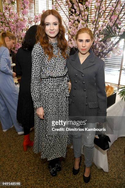 Karen Gillan and Zosia Mamet attend the CHANEL Tribeca Film Festival Women's Filmmaker Luncheon at Odeon on April 20, 2018 in New York City.