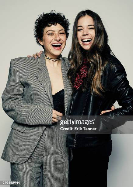 Alia Shawkat and Laia Costa of the film Duck Butter pose for a portrait during the 2018 Tribeca Film Festival at Spring Studio on April 20, 2018 in...