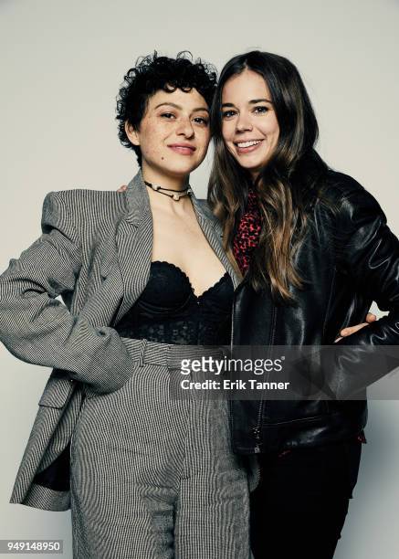 Alia Shawkat and Laia Costa of the film Duck Butter pose for a portrait during the 2018 Tribeca Film Festival at Spring Studio on April 20, 2018 in...