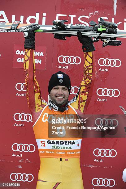 Manuel Osborne-Paradis of Canada takes 1st place during the Audi FIS Alpine Ski World Cup Men's Downhill on December 19, 2009 in Val Gardena, Italy.