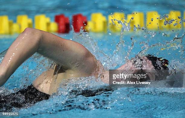 Allison Schmitt of USA competes on her way to victory in the Women's 200m Freestyle during day two of the Duel in the Pool between the United States...