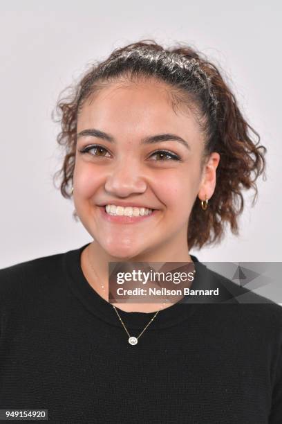 Olympian Laurie Hernandez visits the Getty Images Studio on April 18, 2018 in Los Angeles, California.