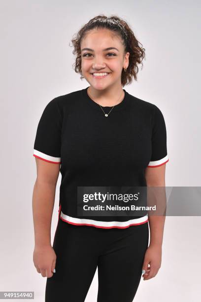 Olympian Laurie Hernandez visits the Getty Images Studio on April 18, 2018 in Los Angeles, California.