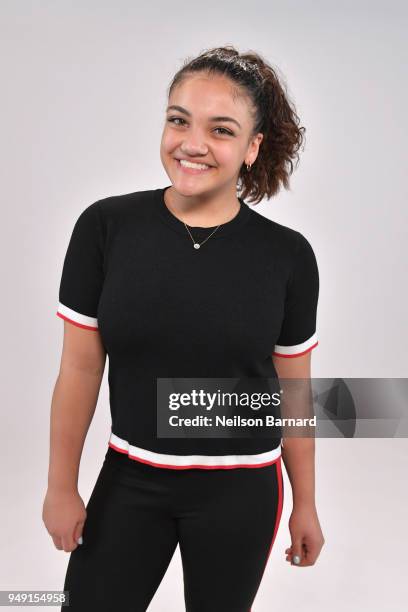 Olympian Laurie Hernandez visits the Getty Images Studio on April 18, 2018 in Los Angeles, California.