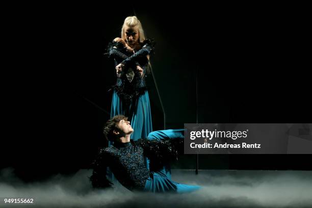 Roman Lochman and Katja Kalugina perform on stage during the 5th show of the 11th season of the television competition 'Let's Dance' on April 20,...