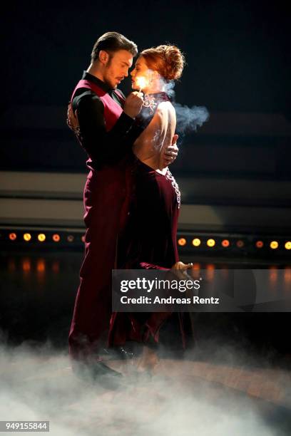 Bela Klentze and Oana Nechiti perform on stage during the 5th show of the 11th season of the television competition 'Let's Dance' on April 20, 2018...