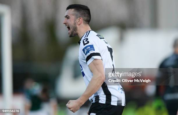 Dundalk , Ireland - 20 March 2018; Michael Duffy of Dundalk celebrates after scoring his side's second goal during the SSE Airtricity League Premier...