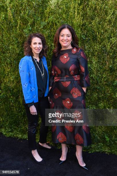 Jenny Carchman and Liz Garbus attend CHANEL Tribeca Film Festival Women's Filmmaker Luncheon - Arrivals at Odeon on April 20, 2018 in New York City.
