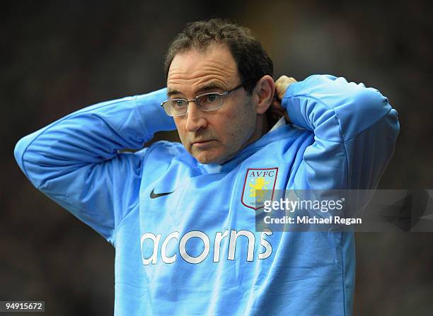 Aston Villa manager Martin O'Neill looks on during the Barclays Premier League match between Aston Villa and Stoke City at Villa Park on December 19,...