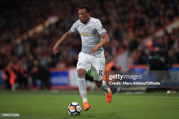 Anthony Martial of Manchester United during the Premier League match between AFC Bournemouth and Manchester United at Vitality Stadium on April 18,...