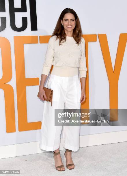 Actress Amanda Peet arrives at the premiere of STX Films' 'I Feel Pretty' at Westwood Village Theatre on April 17, 2018 in Westwood, California.